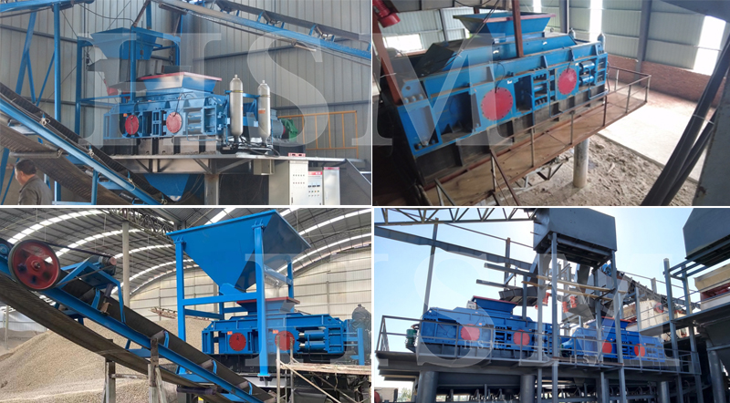 對(duì)輥破碎機(jī)生產(chǎn)現(xiàn)場(chǎng)